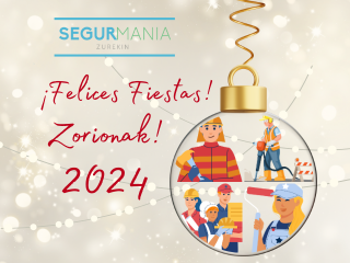 Cerramos año y celebramos la entrada en otro nuevo, desde el que seguiremos promocionando la prevención, la seguridad y la salud. Agur 2023! Ongi etorri 2024!